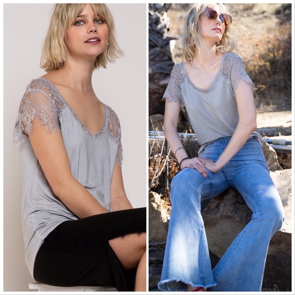 POL Sweetheart Scoop Neck Eyelash Tee - Picture 12 of 16